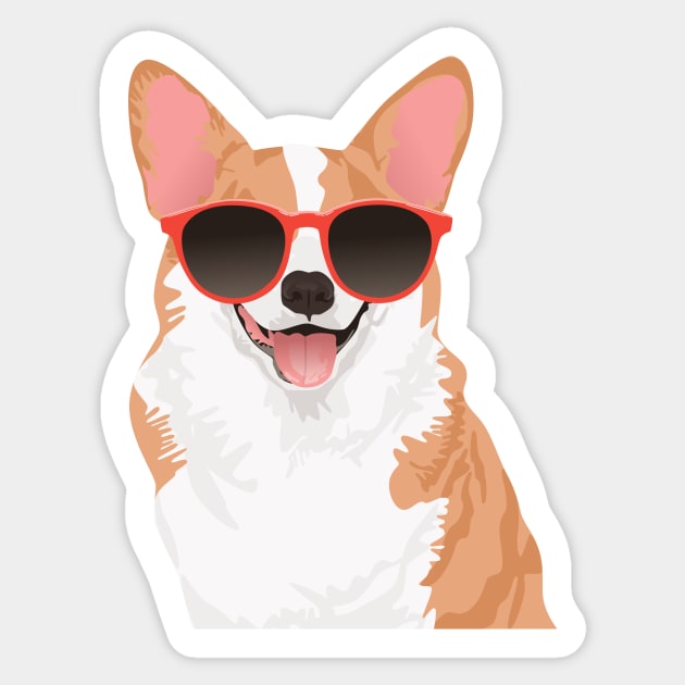 Cute Smiling Pembroke Welsh Corgi for Dog Lovers Sticker by riin92